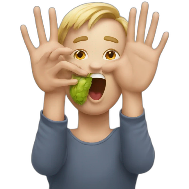 Emoji avec ses deux mains sur la bouche emoji