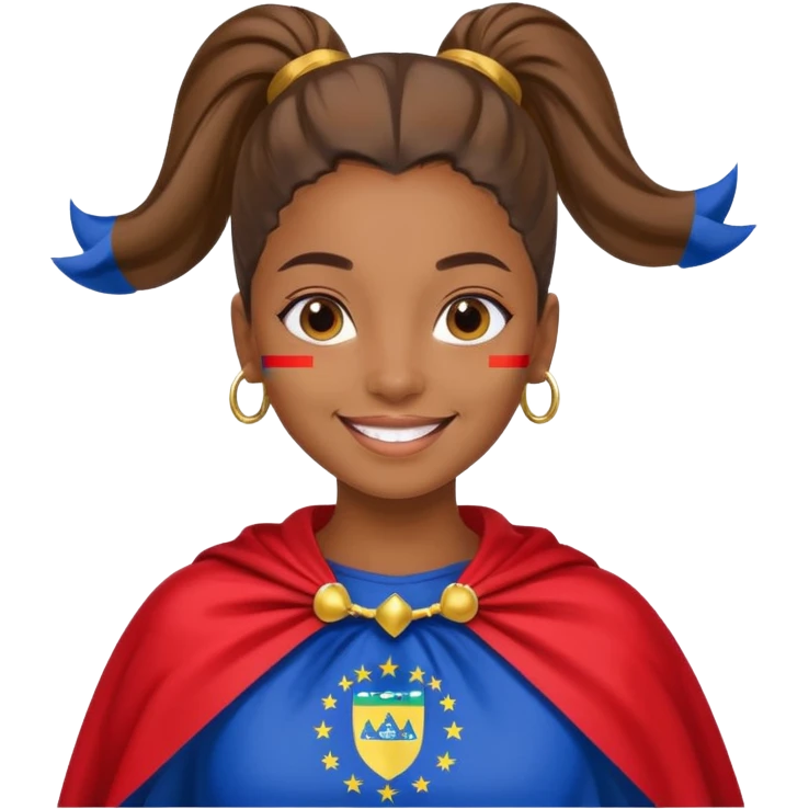 A brown skin girl with a slick ponytail and edges with a Cape Verde flag emoji