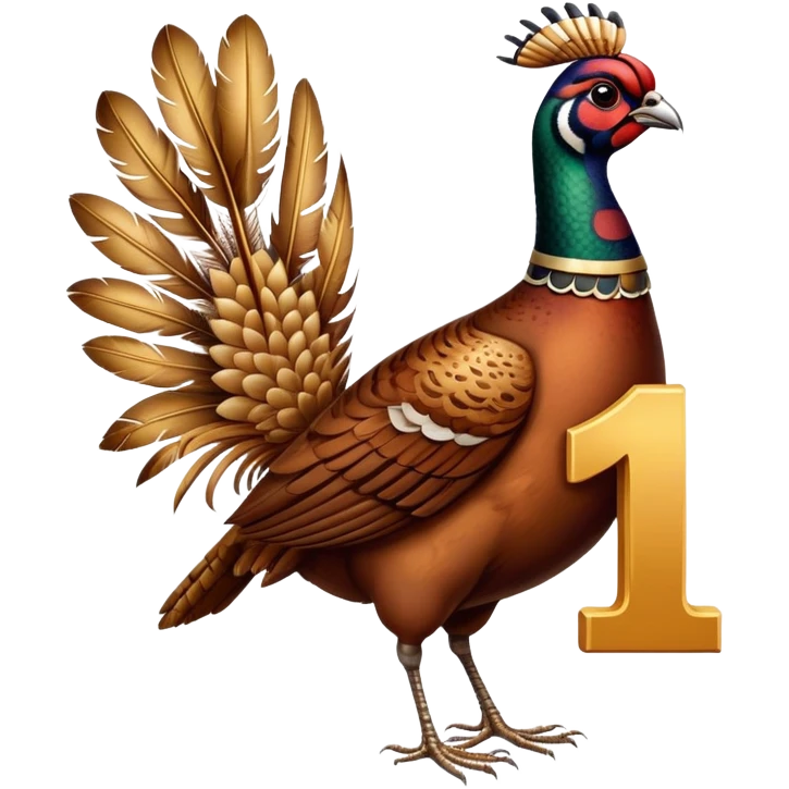 pheasant holding number 1 sign emoji