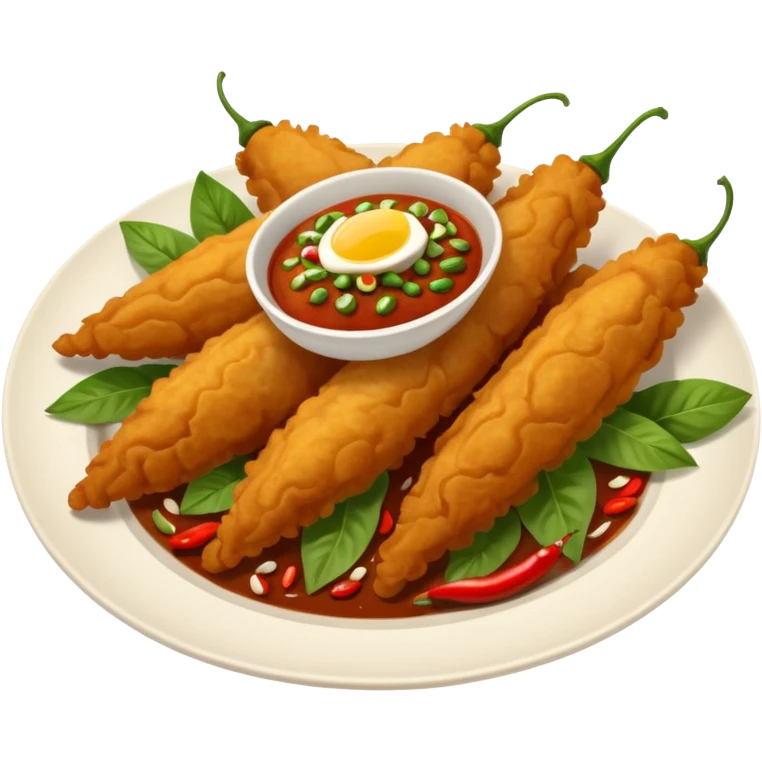 indonesian fried food with chili on a plate emoji