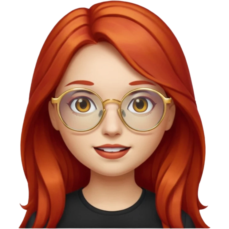 Emoji Girl with long red hair and gold glasses emoji