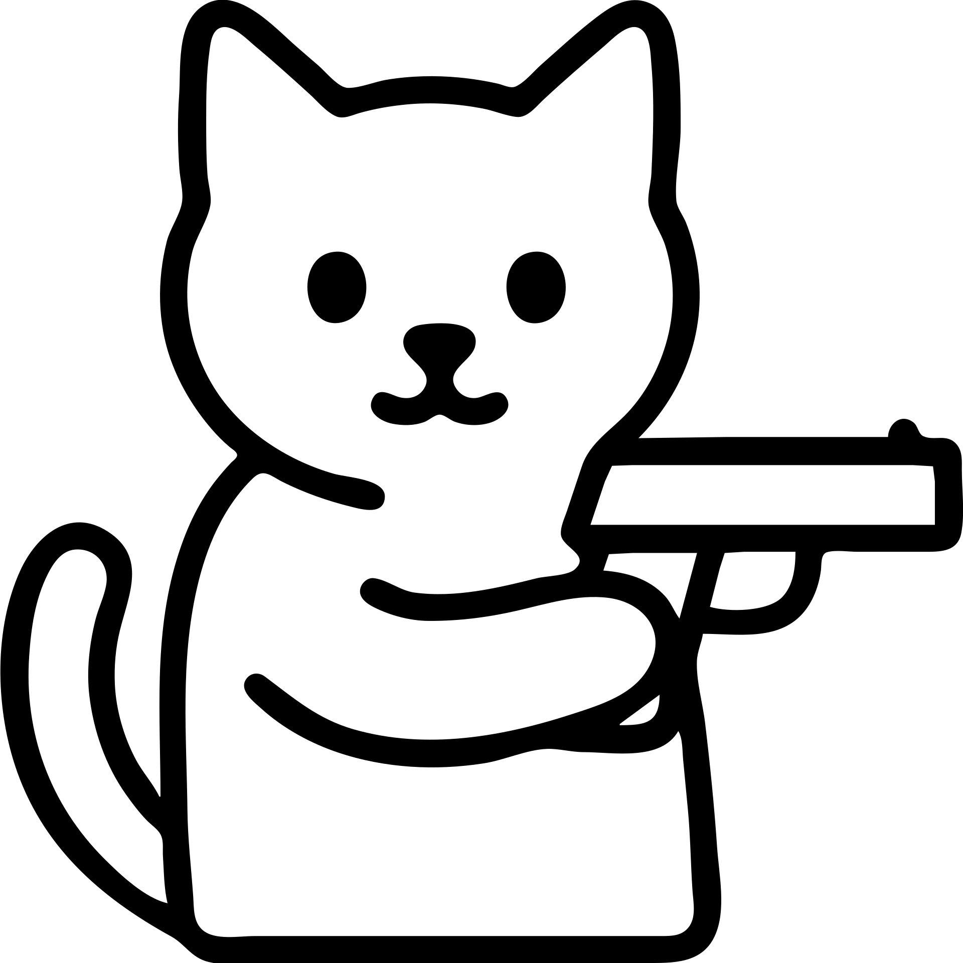 cat holding a gun outlined icon emoji
