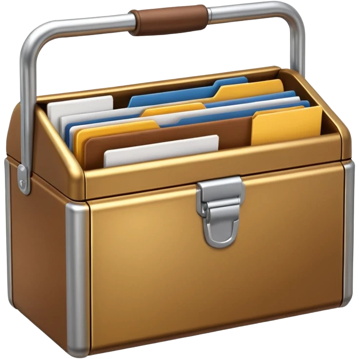 3D Brown golden toolbox filled with files emoji