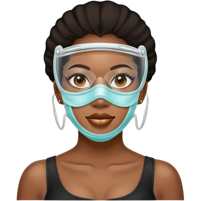 black woman with glassed braces and mask emoji