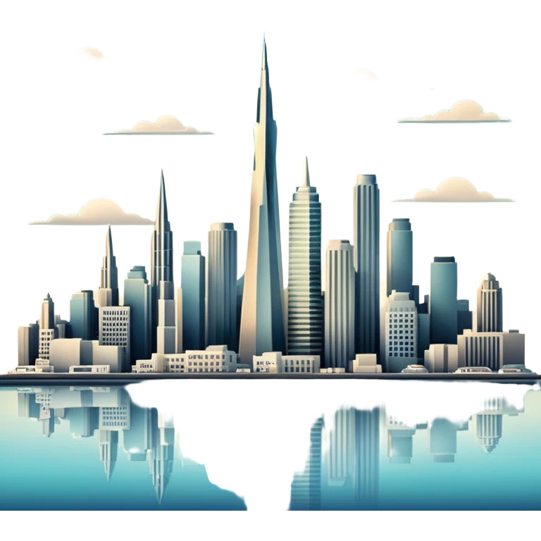 create an image of san francisco skyline in the tech future - no car, use art deco, no frame emoji