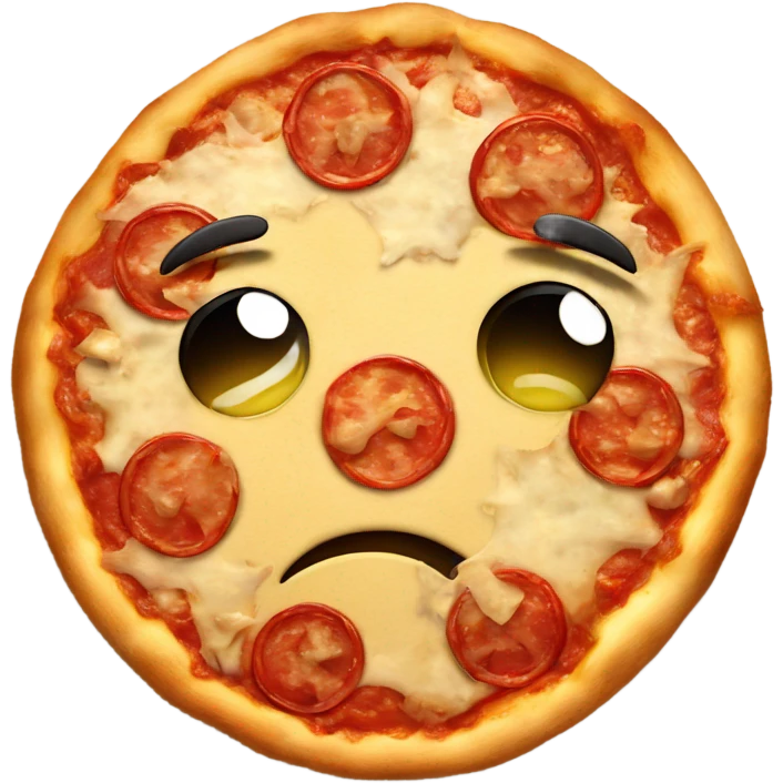 Sad face on pizza emoji