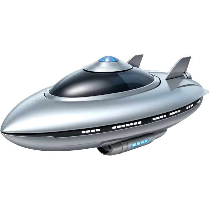 Futuristic floating down-facing metallic ring-shaped spaceship emoji