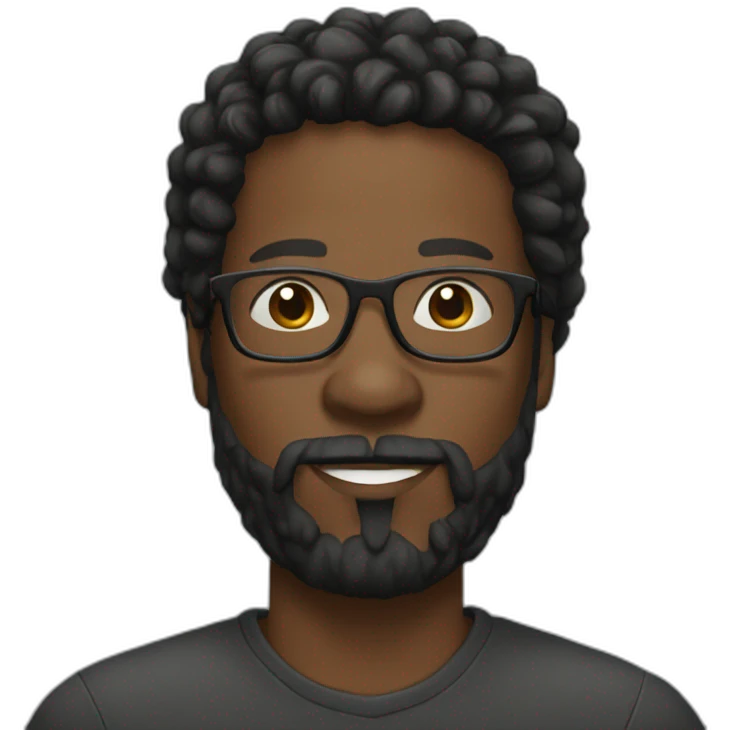 Black man with beard, dread and glasses emoji