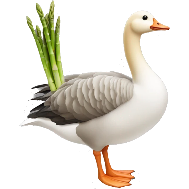 goose with an asparagus neck + head emoji