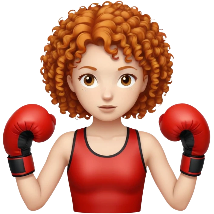 Ginger curly haired girl with boxing gloves emoji