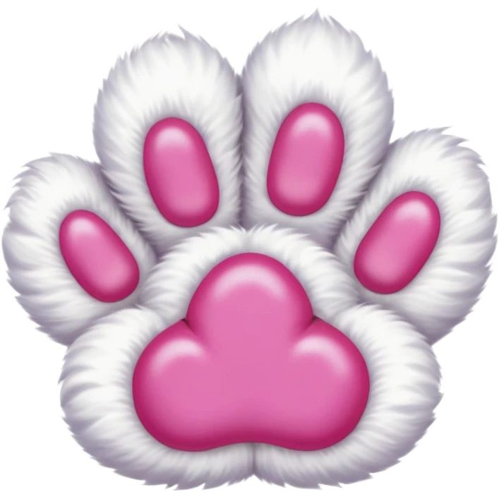 white cat paw with arm, from the bottom, vivid pink toe beans, cute emoji