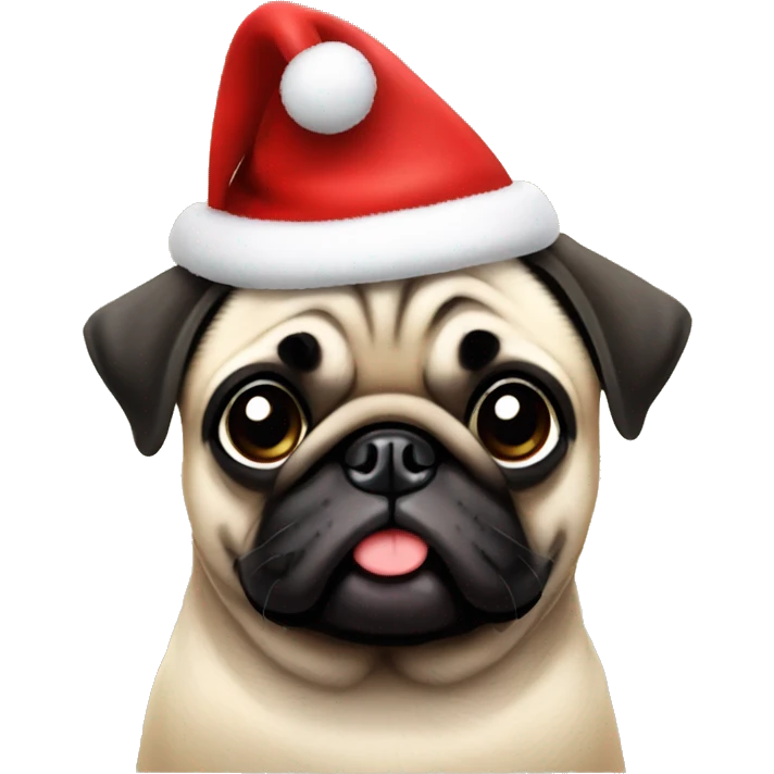 Pug wearing Christmas hat and Christmas lights emoji