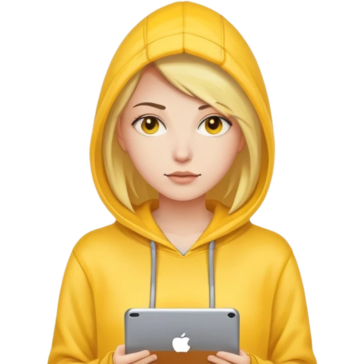 A woman hacker who wears a yellow hoodie  emoji