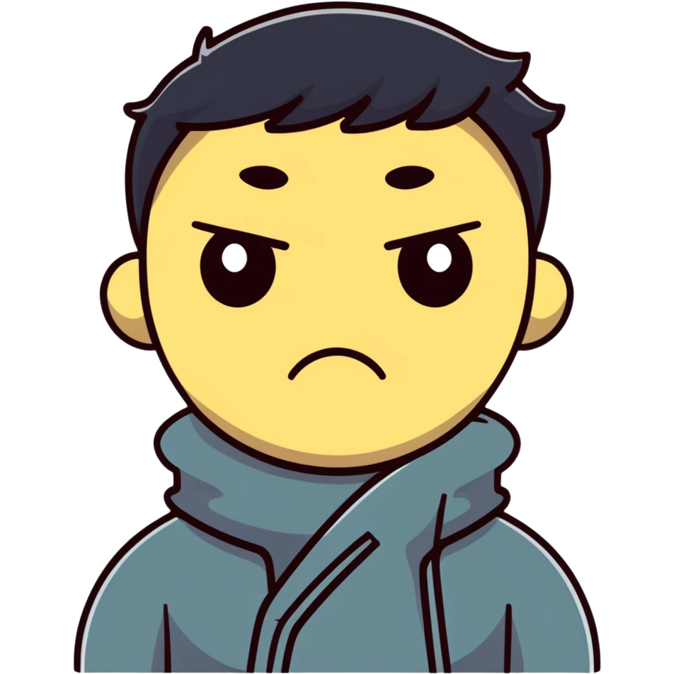 cartoon face with two hands around neck, wide eyes, annoyed face emoji