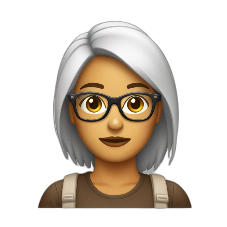 Chica pelo corto liso y marrón con gafas emoji