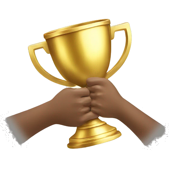 gold win cup in hands emoji