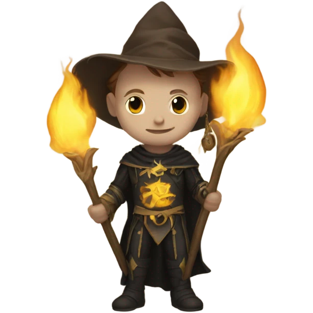 A sun warlock who is pale with brown hair and is holding a black kitten emoji