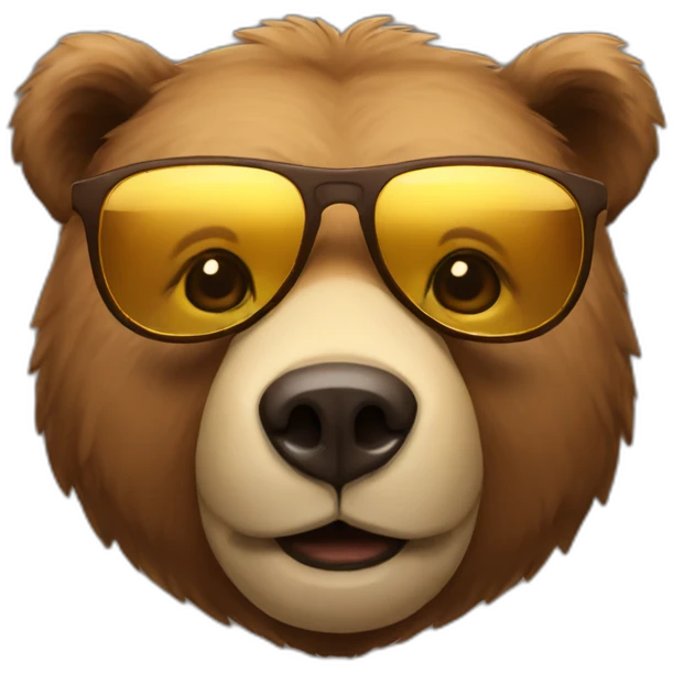 brown bear with golden glasses emoji