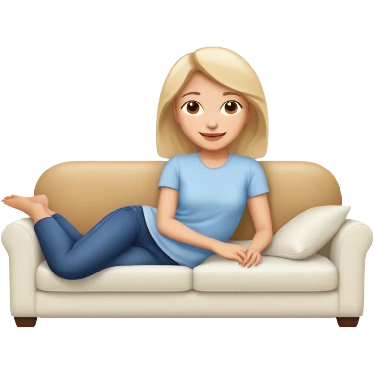 Women lying on a white sofa  emoji