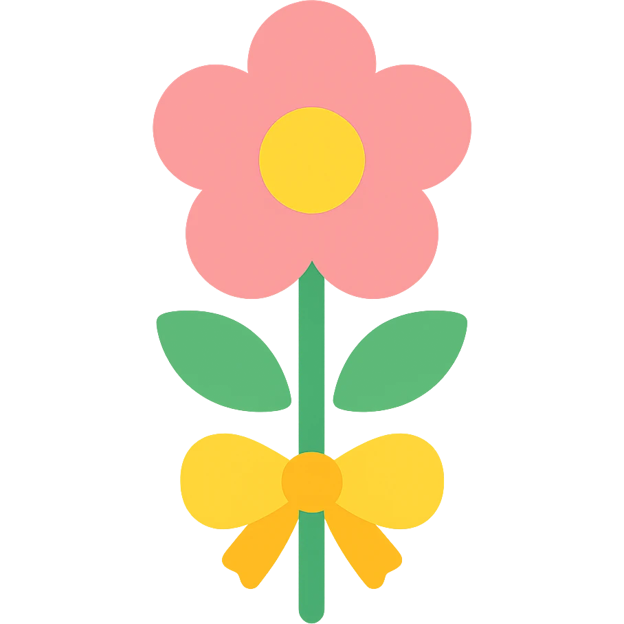 flower with a little bow icon in color emoji