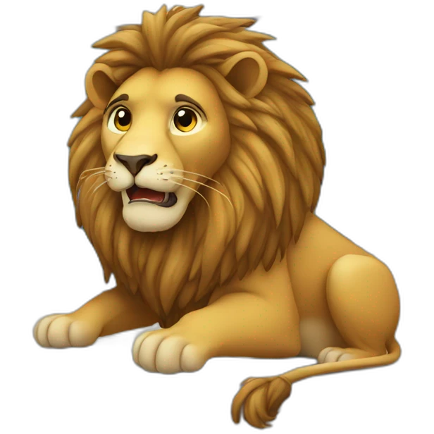 lion working on computer emoji