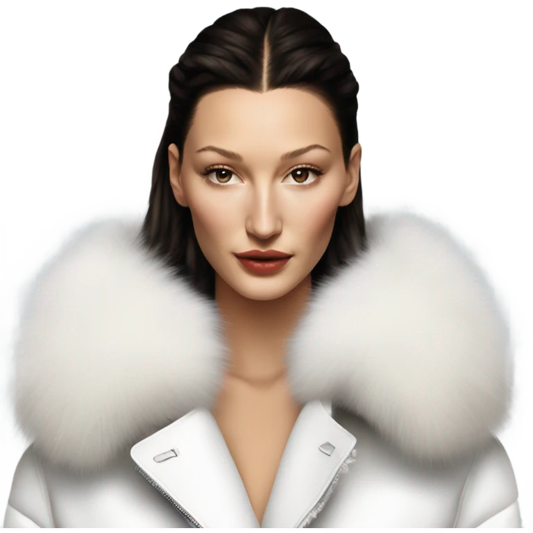 Bella hadid in white fur, minimalist style  emoji