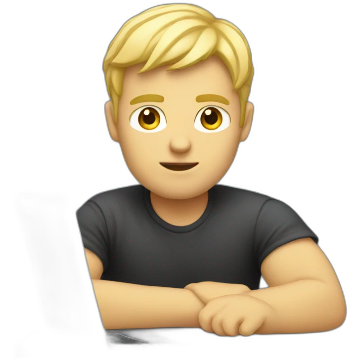 blond guy doing code on a macbook emoji