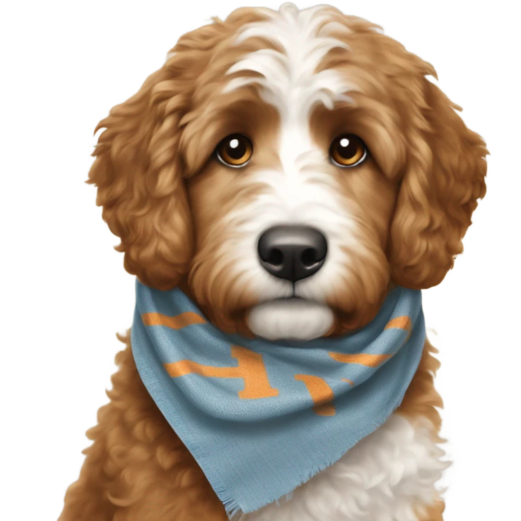 Bernedoodle with University of Tennessee scarf emoji