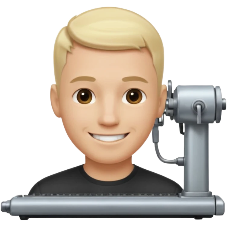 Male, no glasses, blonde hair, right side of hair shaved with a machine, face turned towards the camera emoji
