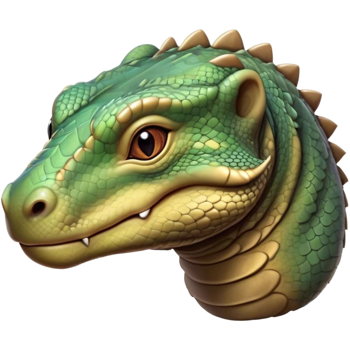 Cinematic Realistic Cute Komodo Dragon Portrait Emoji, Head tilted playfully and inquisitively, featuring a compact, robust build with finely detailed, textured scales in natural earthy hues and a characteristically alert face with bright, curious eyes, rendered with lifelike clarity, high shine, affectionate and surprisingly endearing, styled with a touch of wild charm, soft glowing outline, capturing the essence of a mischievous yet lovable Komodo dragon that seems poised to inch its way out of the screen into your arms! emoji