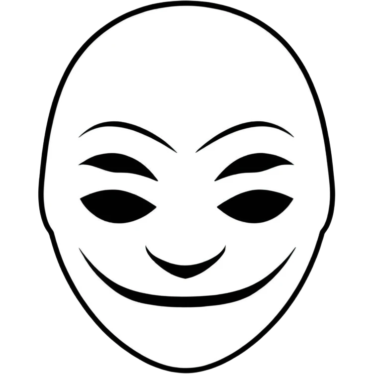 fsociety mask, cartoonish, expressive, clean lines emoji