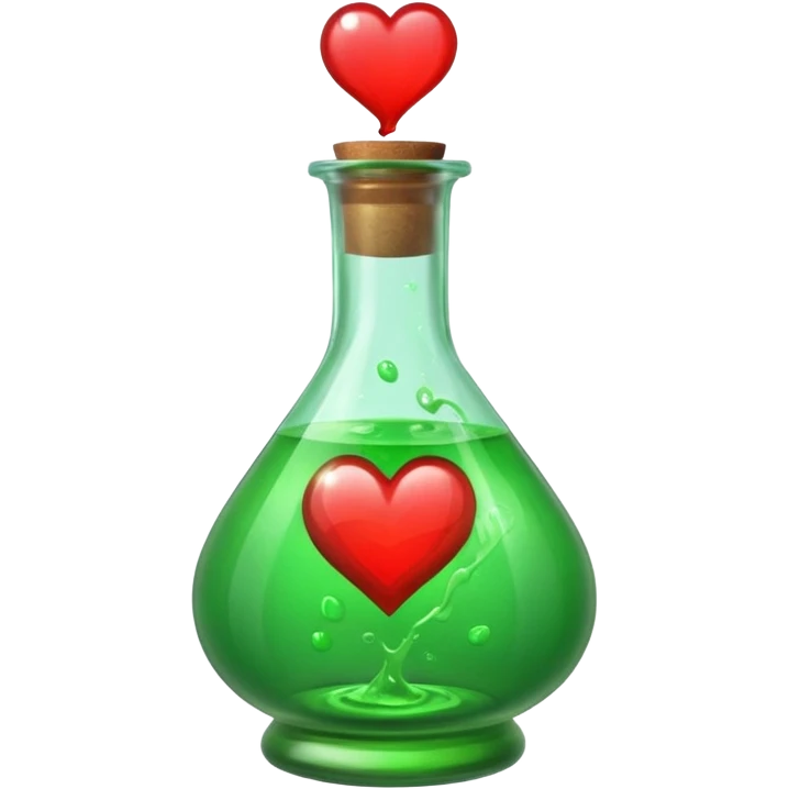 green potion and heart emoji