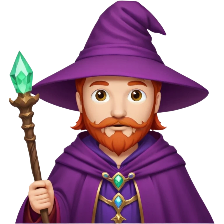 red haired wizard with mustache, purple cloack emoji