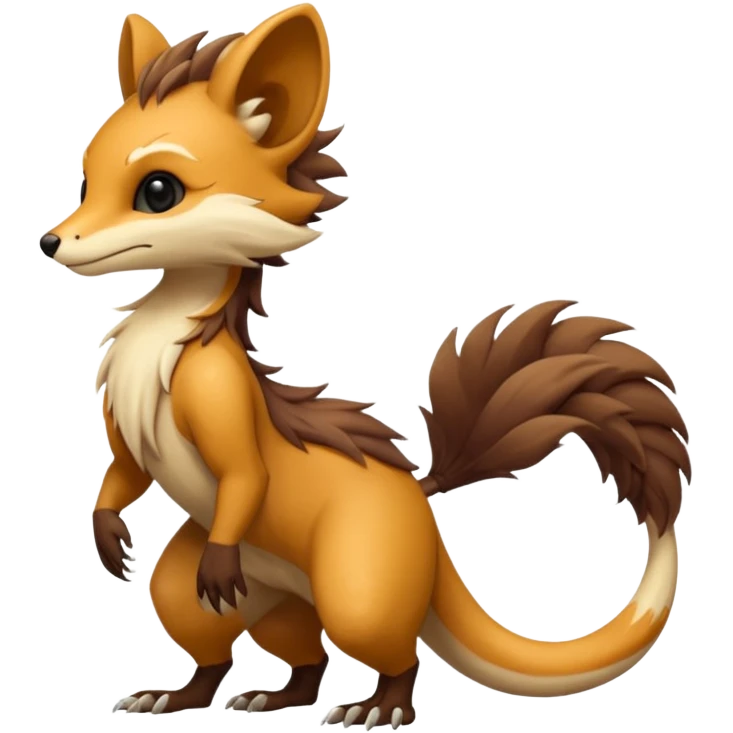 Cool furry anthropomorphic fantasy-Vernid-creature by LiLaiRa with a long tufted tail (full body) emoji