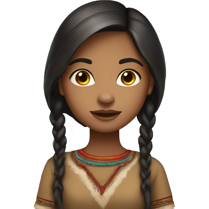 girl dark hair with streaks of color and America indian heritage plain clothing emoji