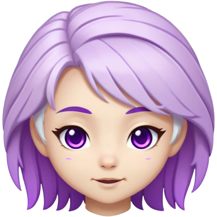 Chibi Sable Ward with playful wink, white hair with purple streaks, fully purple eyes, with small GG text appearing beside her emoji