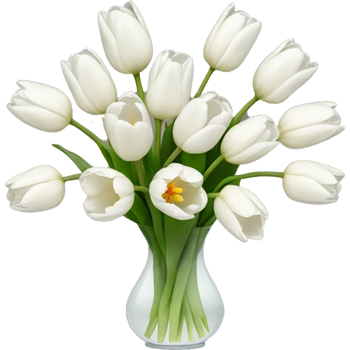 white tulip bouquet with vase emoji