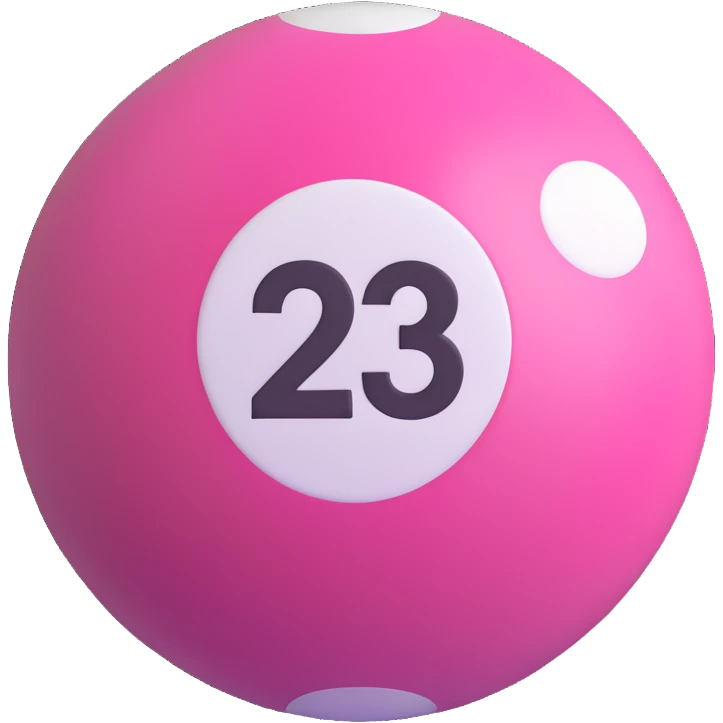 pink billiard ball with the number 23 inside a white circle emoji
