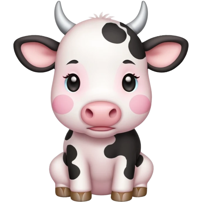 Cute white cow with soft pink spots chibi emoji