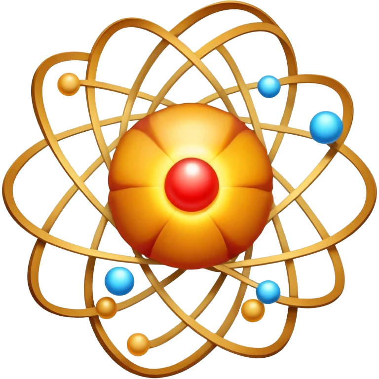 Atom with nucleus in center and orbiting electrons in shell layers showing valence electrons emoji