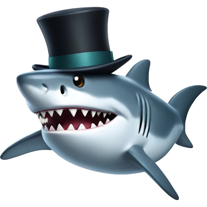 Shark with a top hat emoji