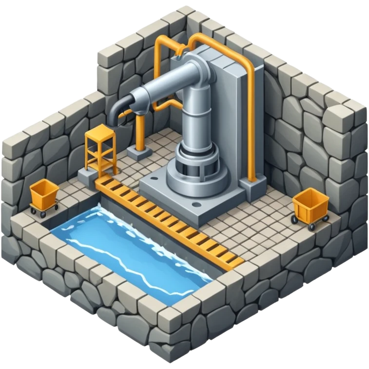 small factory cutting stone slabs isometric view emoji