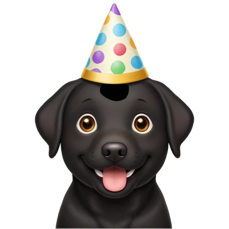 Black labrador saying Happy Birthday  emoji