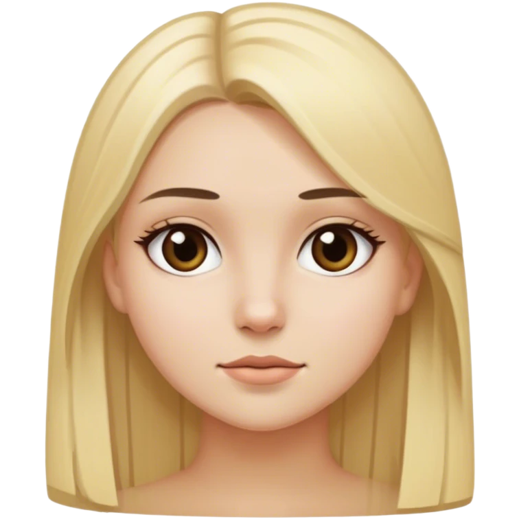 Chica con pelo rubio  y muy liso ojos oscuros y emoji