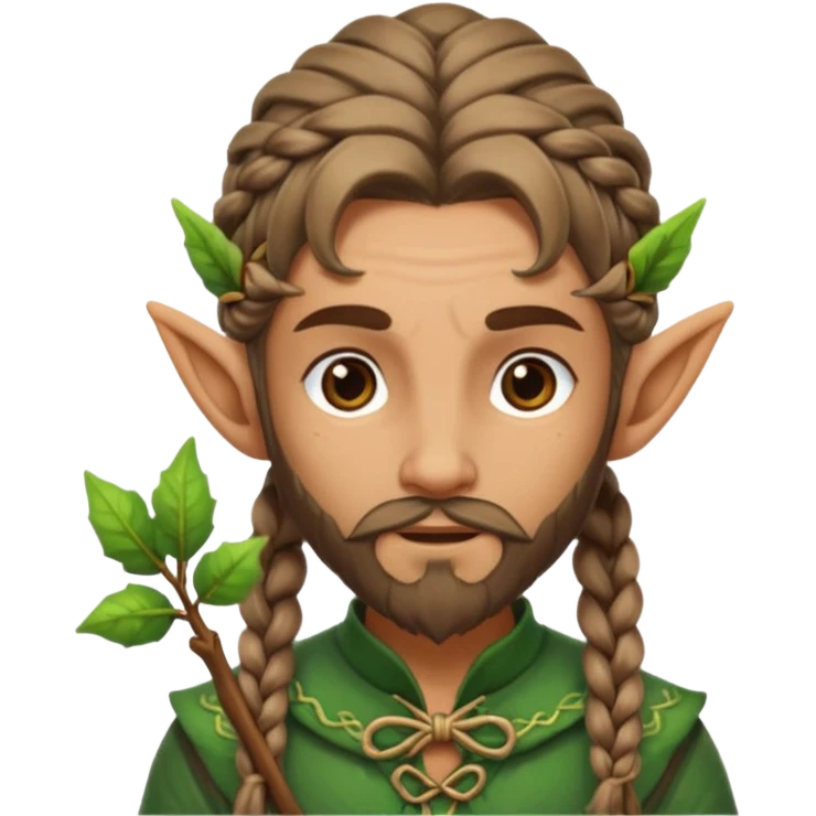 Forest elf with braided beard and bow emoji