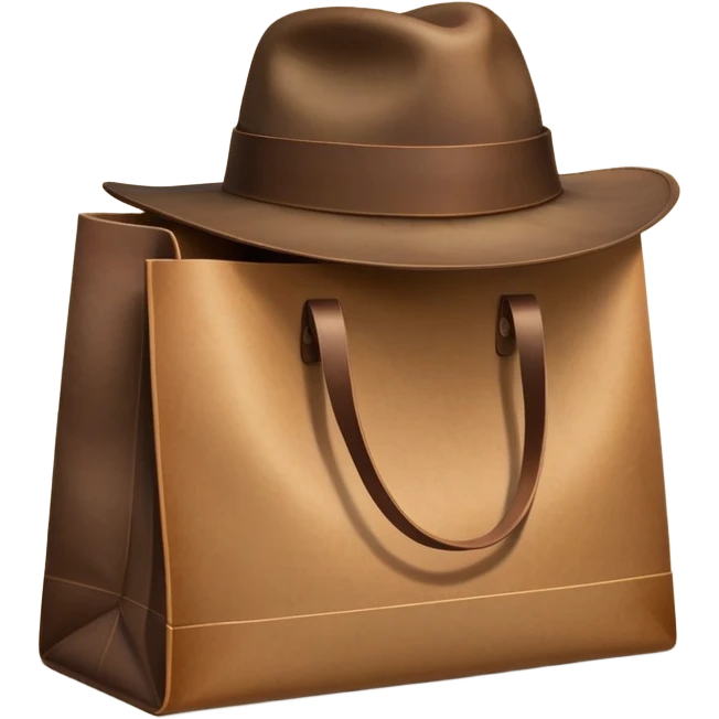 shopping bag with an Indiana Jones hat on top emoji