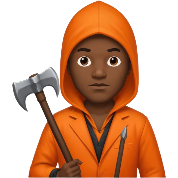 black man executioner in orange suit emoji