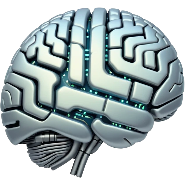 brain with digital circuits representing artificial intelligence emoji
