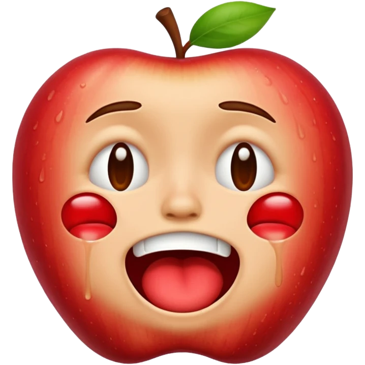 Apple style emoji, laugh crying face but looks exhausted and crazy emoji