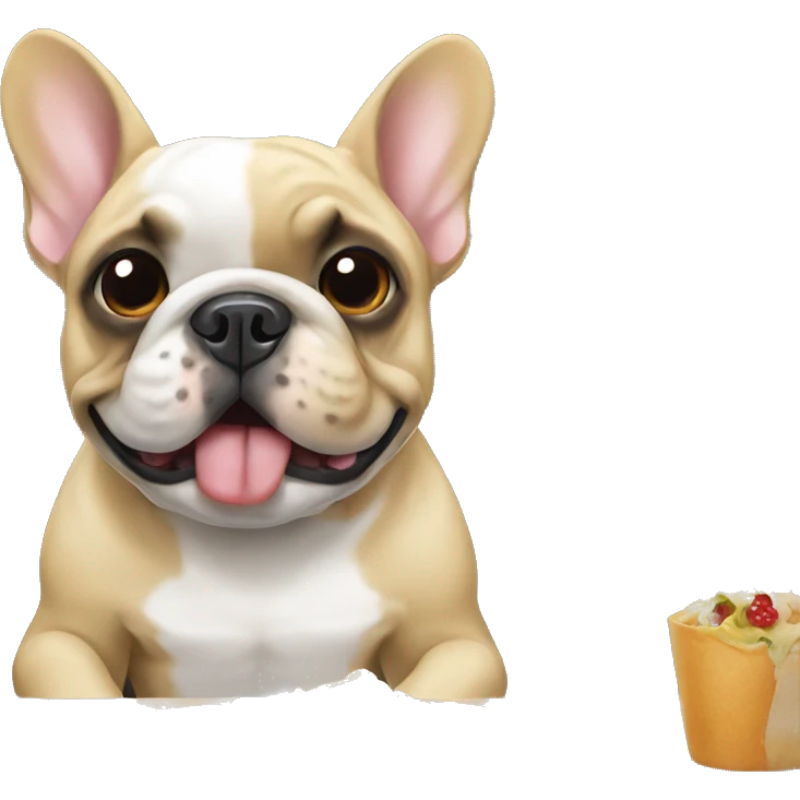 french bulldog eating  emoji